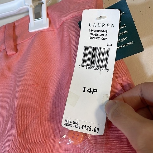 NWT. Lauren Ralph Lauren Silk Sandylan Sunset Double Layer Dress Pants. 14P - Picture 4 of 13